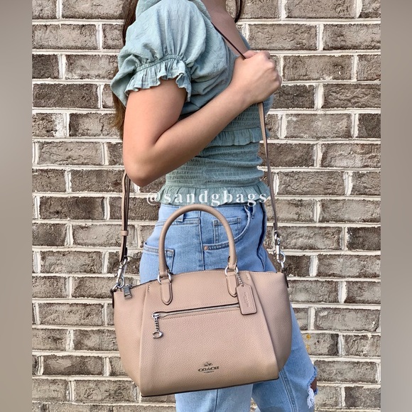 NEW🔥Coach Leather Satchel Crossbody Taupe - Picture 4 of 7